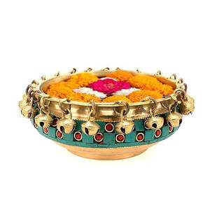 ชามทองเหลืองสำหรับตกแต่ง ใส่ดอกไม้และเทียนลอยน้ำ ของตกแต่งบ้าน สำหรับพิธีบูชา วางบนโต๊ะกลาง - Product Image 2