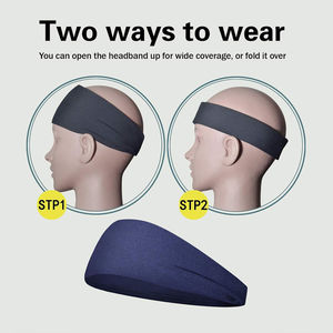 Black Simple Non-Slip Sweatband Headband 4.5cm Wide Breathable Elastic Yoga Tennis All Seasons Universal Fit Solid Color Knitted - Product Image 4