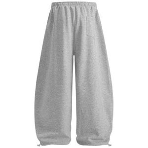Pantalon de jogging OEM personnalisé pour femme, style décontracté, coupe scimitar, jambe large, avec cordon de serrage, effet empilé et poches - Product Image 2