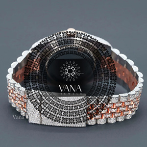 นาฬิกาข้อมือควอตซ์อนาล็อก VANA JEWELS หน้าปัดทรงกลมประดับเพชรเต็มหน้าปัด ตัวเรือนสแตนเลสสตีล ดีไซน์หรูหราทันสมัยสำหรับผู้หญิง - Product Image 5