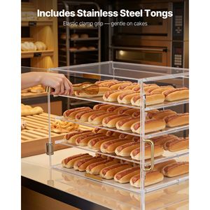 ชั้นวางขนม 4 ชั้นแบบใสสำหรับร้านค้า ทำจากอะคริลิกใส ใช้สำหรับวางขนมปังและขนมอบ เหมาะสำหรับครัว งานเลี้ยง และตู้เค้ก - Product Image 6