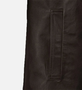 Men's Genuine <b>Leather</b> <b>Long</b> Waterproof Motorcycle <b>Jacket</b> Turn-down Collar Single Breasted Casual Winter Made Pakistan Front - Product Image 6