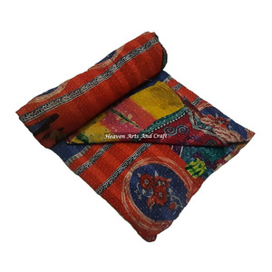 Kantha Quilt Gudari Handmade 100% Cotton Printed Vintage Style Washable Indian Quilt GD1091 - Product Image 1