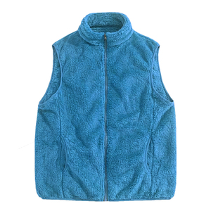 Chaleco de Forro Polar Azul para Hombre, Cuello Alto, Informal, Invierno, Sin Mangas, Color Sólido, Tejido de Poliéster, Corte Regular - Product Image 1