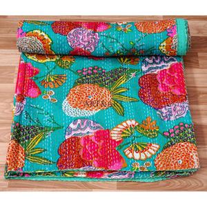 ผ้านวมคันธาอินเดียทำมือ วินเทจ เป็นมิตรกับสิ่งแวดล้อม ใช้ได้ทุกฤดู พิมพ์ลายสองด้าน ขนาดคู่ ผลิตจากผ้าฝ้ายออร์แกนิค 100% นุ่มสบาย - Product Image 5