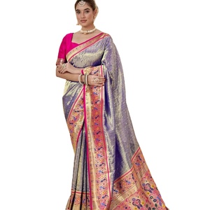 Sari de Alta Calidad con Bordado de Seda Zari de Diseño Exclusivo para Mujeres, Ideal para Fiestas y Festivales, por Fab Zone - Product Image 1