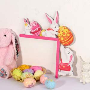 Decoraciones de Esquina de Pascua JUXINDA, Marcos de Puerta de Madera para el Hogar, Tiras Decorativas de Conejo, Adornos Creativos para Puertas, Ventanas y Paredes - Product Image 1