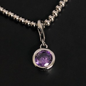 Bracelet à breloques en argent sterling avec pierre de naissance d'août (améthyste), cadeau pour femme - Product Image 1