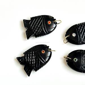 จี้ปลาออนิกซ์สีดำธรรมชาติ AAA เงินแท้ 925 ทำมือ ประดับพลอยรูปปลา สร้อยคอแกะสลักด้วยมือ เครื่องประดับคริสตัลบำบัด - Product Image 5