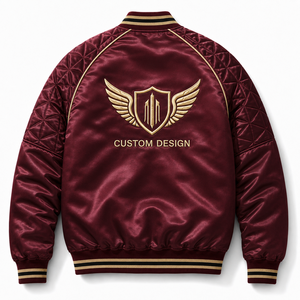 Wholesale Satin Bomber <b>Jacket</b> Custom Logo <b>Mens</b> Lightweight Baseball Outerwear Private Label Clothing Manufacturer - Product Image 5