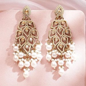 Pendientes de Araña Chapados en Oro Vintage con Perlas Colgantes para Mujer, Joyería de Boda, Compromiso, Festividades, Moda Femenina - Product Image 1