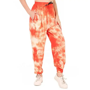 Orange-Color Sublimation-Printed Tie-Dye <b>Women</b> Breathable Fashion Cotton-Drawstring Sweat Pants Track Gym <b>Baggy</b> Fleece Pants - Product Image 3