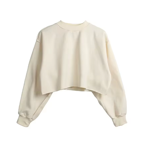 Sudadera Corta de Otoño para Mujer, al por Mayor, de Alta Calidad, 100% Algodón, Forro Polar, Transpirable - Product Image 4