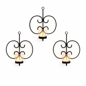 Applique murale décorative en métal noir, design cœur élégant, construction durable, lumière chaleureuse, idéale pour la décoration du salon et de la chambre - Product Image 1