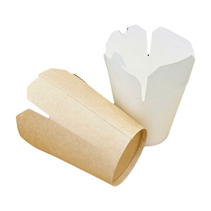 Biodegradable Food Grade Eco-friendly 2-Layer Flexo <b>Printed</b> Cylinder Self Erecting Kraft Paper Disposable Lunch & Bento Box - Product Image 5