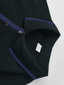 Men's Black Polyester Polo Shirt Short Sleeve Breathable Knitted Solid Color Front Logo Casual Design - Product Image 3