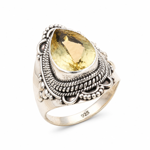 Natural Citrine Gemstone <b>Ring</b> <b>925</b> Sterling <b>Silver</b> Vintage Boho Statement <b>Ring</b> Yellow Rose Gold Plated Jewelry Christmas gift her - Product Image 4