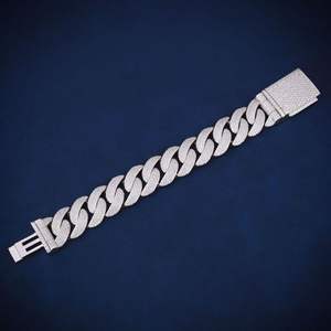 Pulsera de Cadena de Diamantes de Plata 925 para Hombre, Corte Brillante Redondo, Micro Pavé, Joyería de Uso Diario - Product Image 1