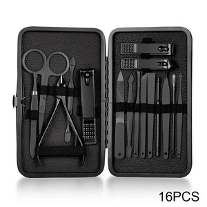Ensemble de 7 à 18 pièces de coupe-ongles en acier inoxydable noir, kit complet de coupe-ongles, aiguilles à acné, coupe-ongles pour les pieds, pinces de beauté - Product Image 2