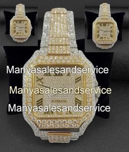 Montre Moissanite Carrée Sertie de Pierres avec Cadran en Verre et Bracelet en Acier Inoxydable Style Hip Hop - Product Image 4