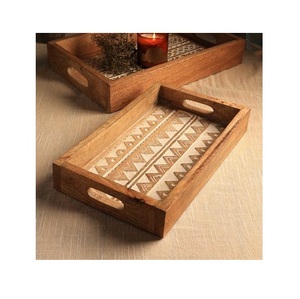 Plateau de service en bois durable pour assiettes, bols, couverts, pain, salades, desserts et boissons pour les fêtes et les repas en famille - Product Image 4