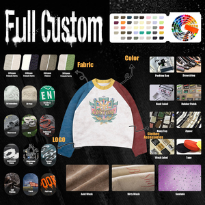 เสื้อยืดโอเวอร์ไซส์ทรงหลวม แขนเสื้อแบบแร็กแลน ตัดต่อสีสันสไตล์คอนทราสต์ ล้างสีแบบซอลท์วอช แฟชั่นผู้ชายสุดเท่ ผ้าหนา - Product Image 5