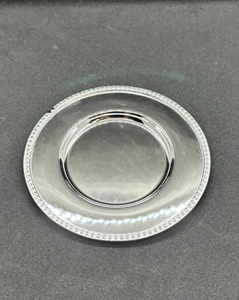 Platos de lujo plateados para bodas, decorativos, de metal con borde dorado y cuentas, para mesa, venta al por mayor, vajilla para eventos, bandeja de servicio - Product Image 1