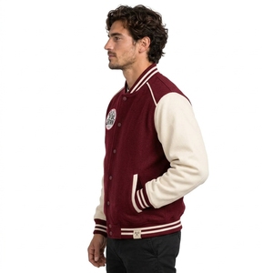Veste universitaire pour homme, style classique universitaire, mélange de laine, manches style cuir, fermeture à boutons pression, coupe confortable, OEM - Product Image 6