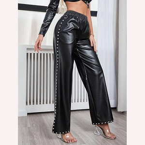 Trendy Leather Women <b>Pant</b> High Waist Soft Stretch Slim Fit Comfortable Fashion Faux Leather Women <b>Pants</b> Autumn Style Custom Log - Product Image 1