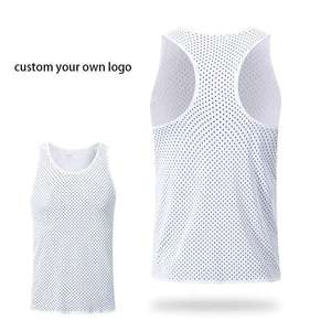 ZESHAN ZAFAR <b>Men's</b> <b>White</b> Cotton Sporty Breathable Training Tank Top Comfortable Workout <b>Vest</b> Custom Logo Mesh Material Print - Product Image 5
