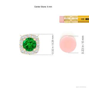 14K <b>Solid</b> <b>Gold</b> Natural Emerald Round Emerald <b>Pendant</b> With Cushion Halo Classic Fine Jewellery Anniversary Gift For Her 2026 - Product Image 2
