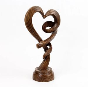 Statue de cœur en bois moderne 2026, sculpture abstraite au design minimaliste, courbes lisses, finition bois naturel, décor romantique, élégant - Product Image 1