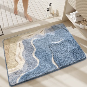 Modern Rectangle Bath <b>Rug</b> With Clover Pattern Non-Slip Rubber Backing Polyester Tufted Medium Pile Green White - Product Image 3