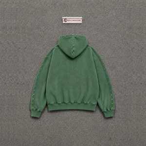 Sweat à capuche oversize vert classique vintage effet vieilli, streetwear quotidien, sweat à capuche d'hiver premium, coupe confortable, sweat à capuche streetwear tendance - Product Image 6