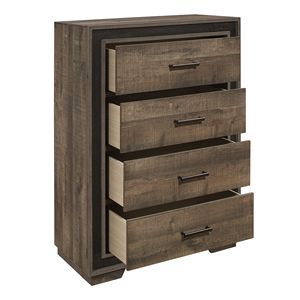 Moderno rustico 1 pezzo cassone di 4 cassetti finitura ebano in legno camera da letto mobili mogano legno tavole soluzione di stoccaggio - Product Image 3
