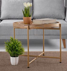 Modern Wooden <b>Console</b> <b>Table</b> with <b>Gold</b> Matel Legs Scandinavian Design Living Room Furniture Stable Accent Piece - Product Image 1