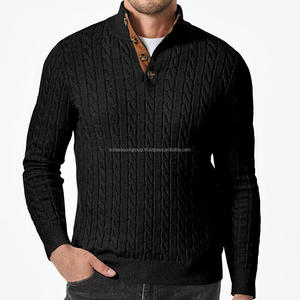 Suéteres para Hombre, Mezcla de Lana y Cachemira, Gruesos, con Parches, Logotipo Frontal, Elegante Cárdigan Largo - Product Image 6