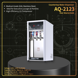 AQUATEK Countertop Water Dispenser AQ-2123 Hot Warm Cold Stainless Steel 3-Temperature Commercial Desktop <b>Model</b> - Product Image 1