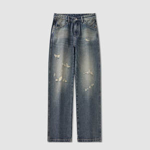 Pantalones de mezclilla de corte elegante para oficina y uso casual con pantalones de hombre lavados de primera calidad. - Product Image 1