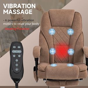 Sedia da Ufficio Marrone Regolabile in Altezza con Funzioni di Vibrazione e Reclinazione, Poggiapiedi Riscaldato - per Lavoro al Computer - Product Image 4