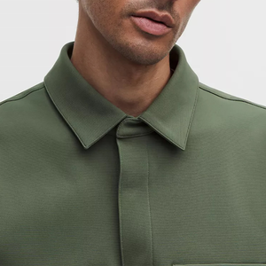 Camisa de Trabajo para Hombre, Color Verde Oliva, de Algodón, con Bolsillos de Parche, Cuello Clásico, Corte Regular, Transpirable, Superventas - Product Image 4