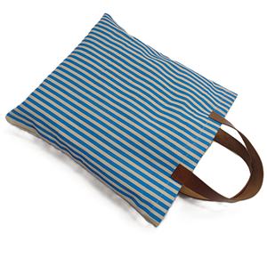 กระเป๋าผ้าแคนวาสลายทางแฟชั่นใหม่ล่าสุด ดีไซน์สั่งทำพิเศษ พร้อมหูหิ้วหนัง ใช้ซ้ำได้ เหมาะสำหรับใส่ของไปชายหาดหรือช้อปปิ้ง - Product Image 4