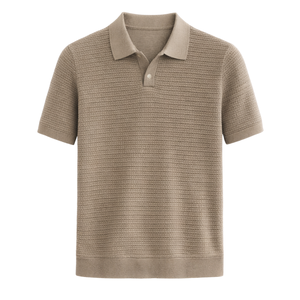 Polo en maille texturée pour homme, manches courtes, coton premium, texture gaufrée douce, coupe ajustée, décontracté et élégant, idéal pour l'été, vente en gros - Product Image 1