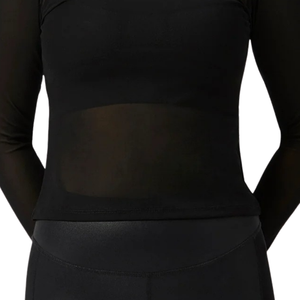 <b>Long</b> <b>Sleeve</b> Breathable Lightweight Yoga Mesh <b>Top</b> Women Neck Slim Fit <b>Sheer</b> Fitness Shirt Plain Studio Exercise Layering Pullover - Product Image 3