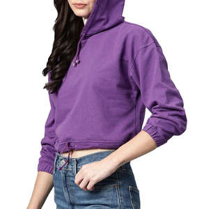 Sudadera Corta con Capucha para Mujer, 100% Algodón, Diseño Frontal con Logotipo Personalizado, Precio Bajo, Ropa de Mujer con Logotipo Personalizado - Product Image 3