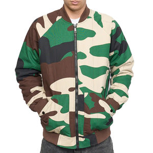 MEN'S PREMIUM CAMOUFLAGE BOMBER <b>JACKET</b> <b>WITH</b> RIB KNIT COLLAR CUFFS <b>ZIPPER</b> CLOSURE FRONT <b>POCKETS</b> AND CASUAL LIGHTWEIGHT OUTERWEAR - Product Image 3