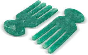 e Resin Salad Hands | Aqua Teal <b>Serving</b> Utensils Set of 2, 8 inch | Stylish Salad Servers or Salad <b>Tongs</b> Day Decorative Salad - Product Image 2