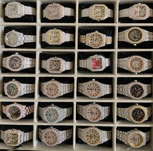 Montre de luxe mécanique avec bracelet en cuir, design de crâne hip-hop magnifique, diamants de laboratoire taille brillant, clarté VVS, personnalisable - Product Image 5