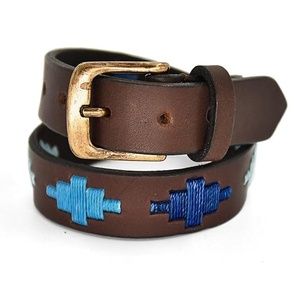 Ceinture en cuir personnalisable pour homme, équestre, polo, avec boucle ardillon, en cuir pleine fleur, broderie, pour le sport et l'équitation - Product Image 1