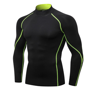 T-shirt de fitness pour homme à manches longues, col montant, moulant, personnalisé, haute qualité, polyester et élasthanne - Product Image 4